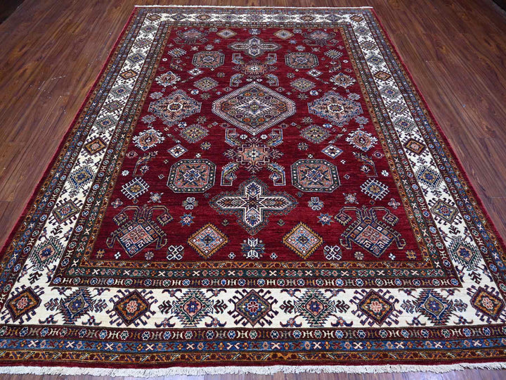 8'1" x 10'3" New Hand Knotted Red Wool Rectangle Oriental Rug - MOA10289092