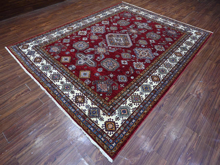 8'1" x 10'3" New Hand Knotted Red Wool Rectangle Oriental Rug - MOA10289092