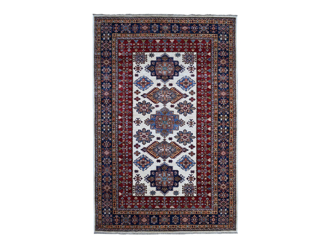 5'10" x 8'11" New Hand Knotted Ivory Wool Rectangle Oriental Rug - MOA10289094