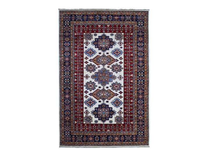 5'10" x 8'11" New Hand Knotted Ivory Wool Rectangle Oriental Rug - MOA10289094