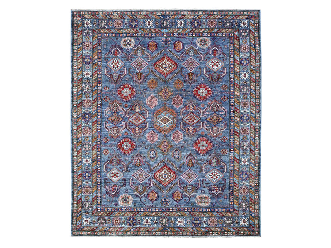 8'0" x 9'6" New Hand Knotted Grey Wool Rectangle Oriental Rug - MOA10289095