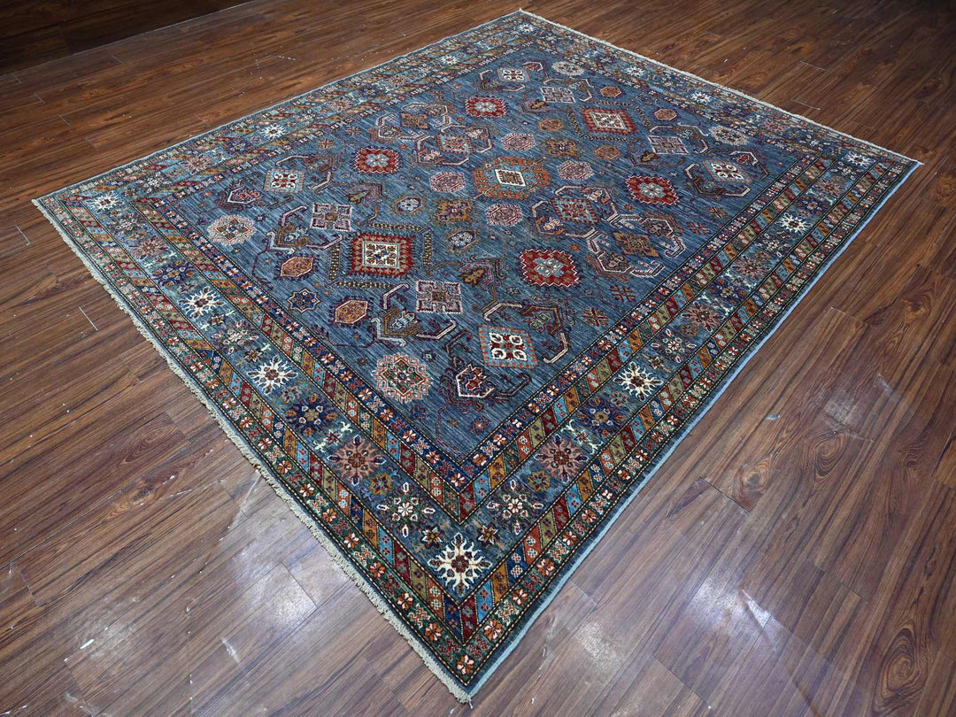 8'0" x 9'6" New Hand Knotted Grey Wool Rectangle Oriental Rug - MOA10289095