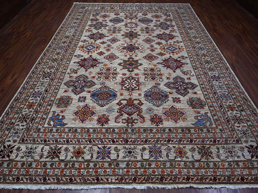 9'0" x 12'3" New Hand Knotted Grey Wool Rectangle Oriental Rug - MOA10289103