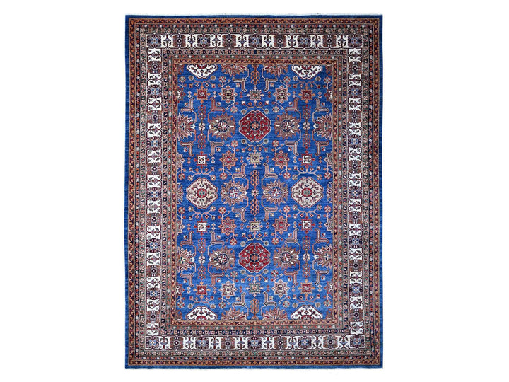 9'10" x 13'5" New Hand Knotted Blue Wool Rectangle Oriental Rug - MOA10289105