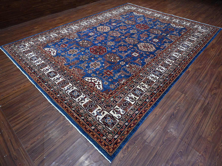 9'10" x 13'5" New Hand Knotted Blue Wool Rectangle Oriental Rug - MOA10289105