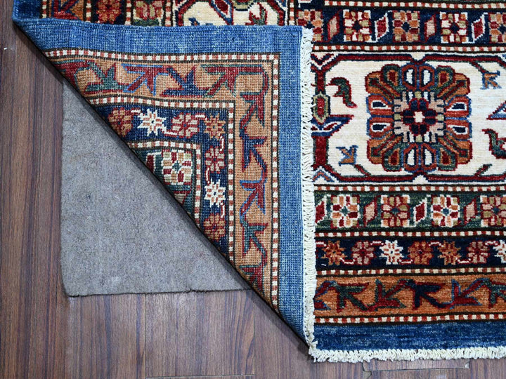 9'10" x 13'5" New Hand Knotted Blue Wool Rectangle Oriental Rug - MOA10289105
