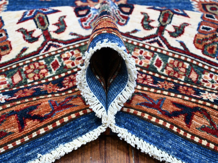 9'10" x 13'5" New Hand Knotted Blue Wool Rectangle Oriental Rug - MOA10289105