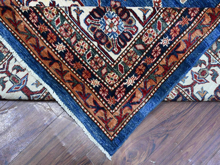 9'10" x 13'5" New Hand Knotted Blue Wool Rectangle Oriental Rug - MOA10289105
