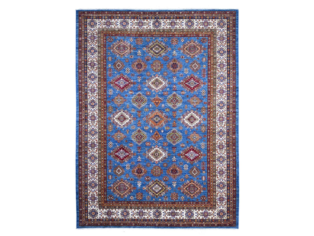 9'9" x 12'11" New Hand Knotted Blue Wool Rectangle Oriental Rug - MOA10289106