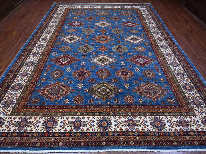 9'9" x 12'11" New Hand Knotted Blue Wool Rectangle Oriental Rug - MOA10289106