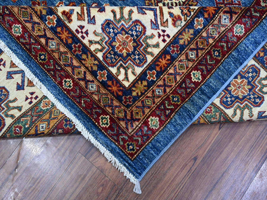 9'9" x 12'11" New Hand Knotted Blue Wool Rectangle Oriental Rug - MOA10289106