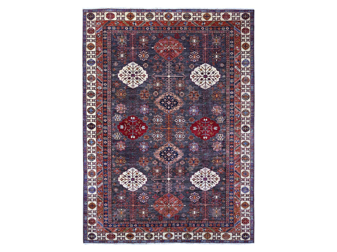 9'0" x 12'3" New Hand Knotted Grey Wool Rectangle Oriental Rug - MOA10289107