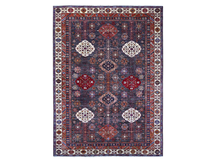 9'0" x 12'3" New Hand Knotted Grey Wool Rectangle Oriental Rug - MOA10289107