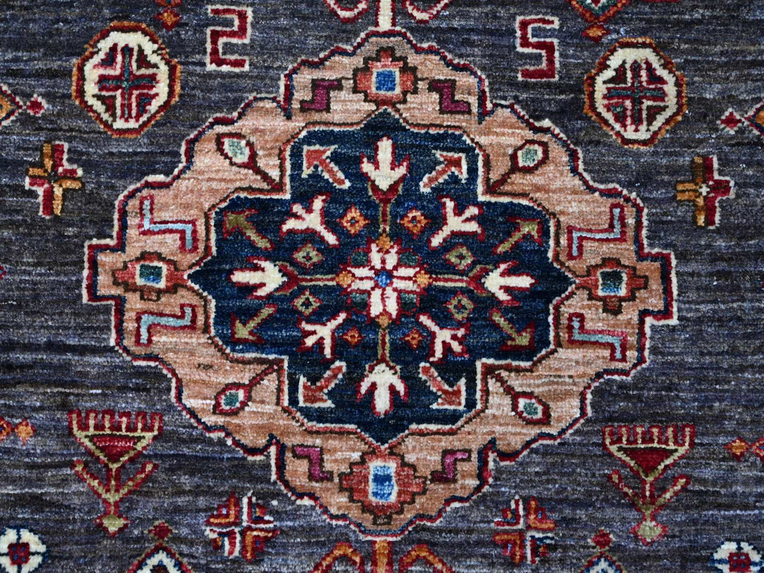 9'0" x 12'3" New Hand Knotted Grey Wool Rectangle Oriental Rug - MOA10289107