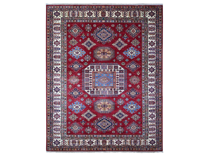 7'9" x 9'9" New Hand Knotted Red Wool Rectangle Oriental Rug - MOA10289110