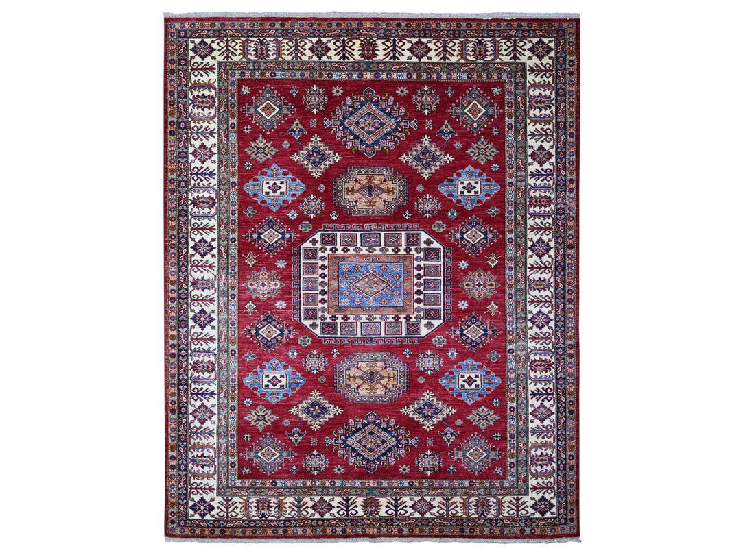 7'9" x 9'9" New Hand Knotted Red Wool Rectangle Oriental Rug - MOA10289110