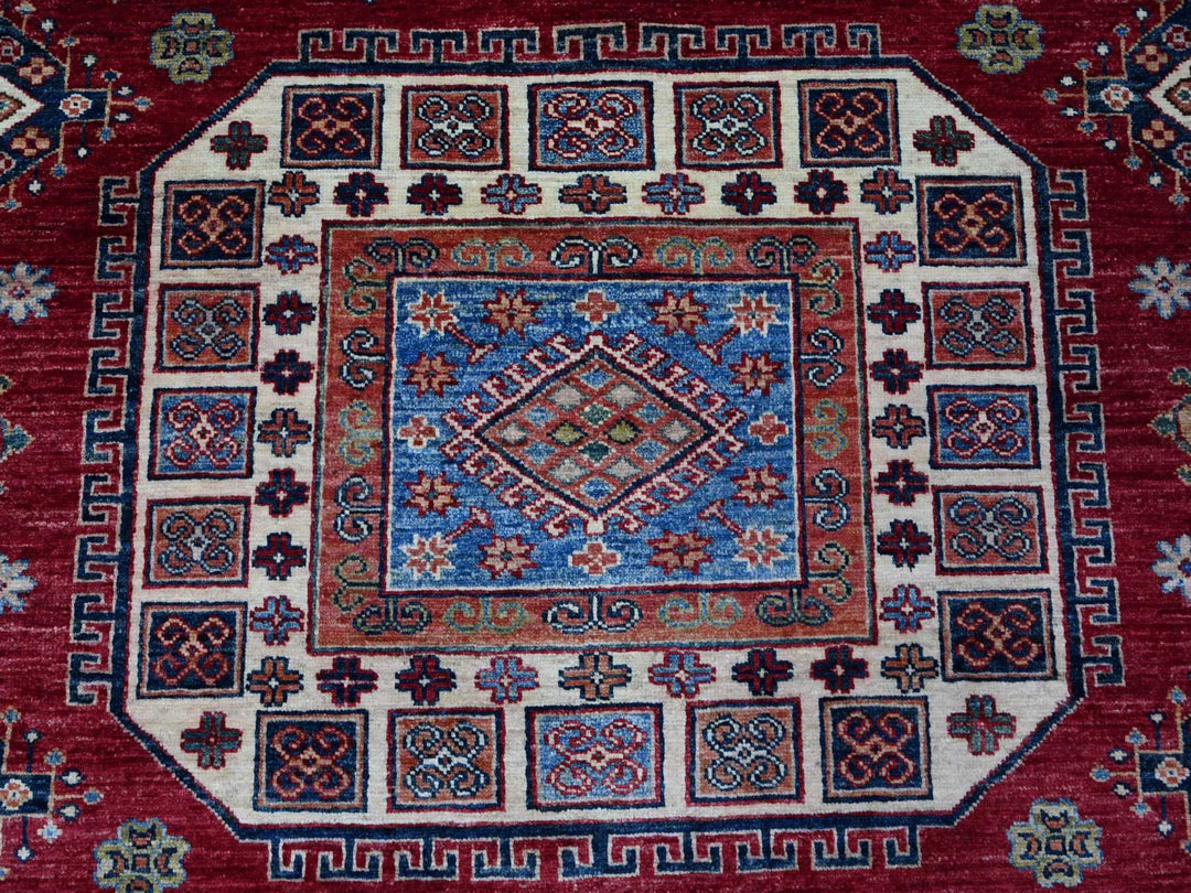 7'9" x 9'9" New Hand Knotted Red Wool Rectangle Oriental Rug - MOA10289110