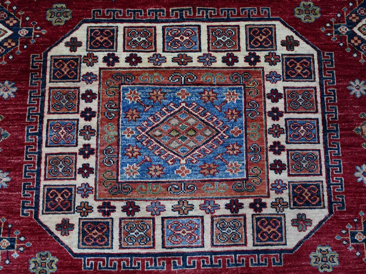 7'9" x 9'9" New Hand Knotted Red Wool Rectangle Oriental Rug - MOA10289110