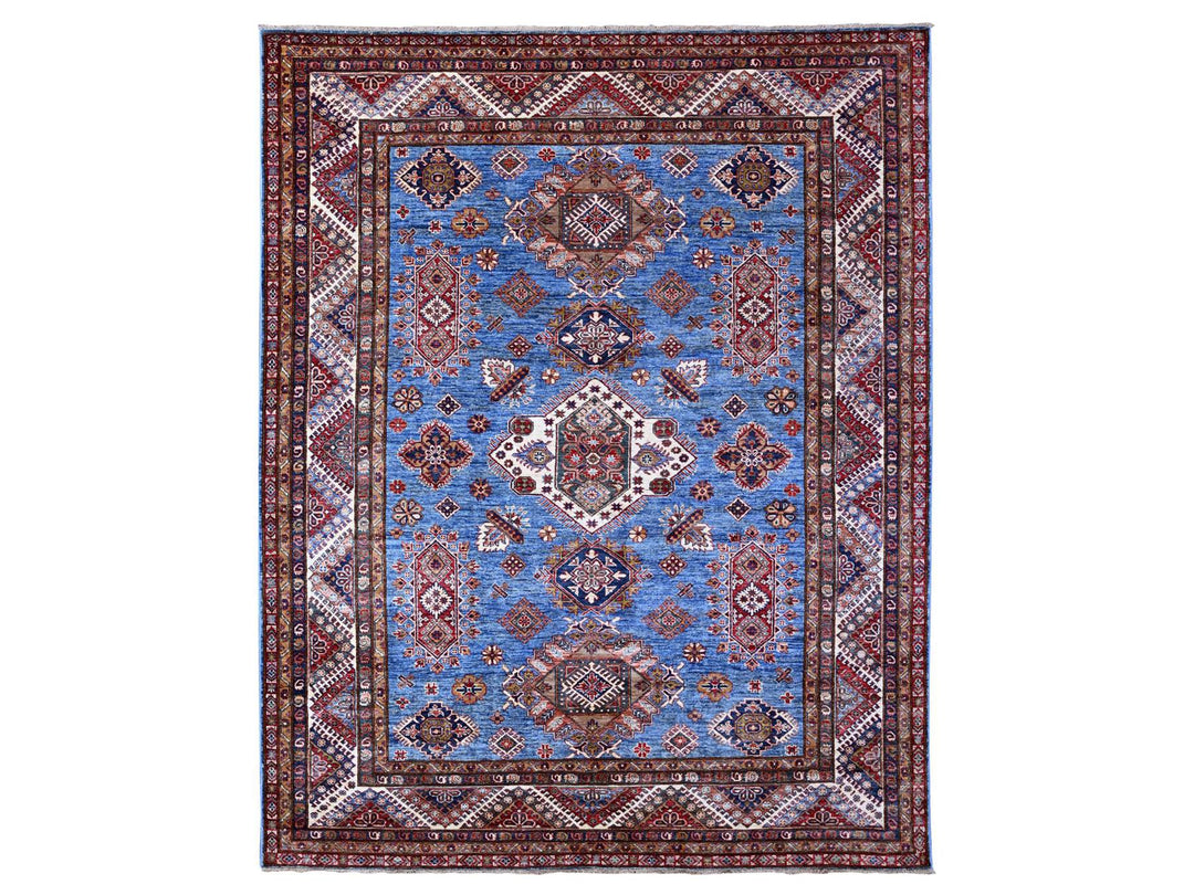 7'10" x 9'11" New Hand Knotted Blue Wool Rectangle Oriental Rug - MOA10289112