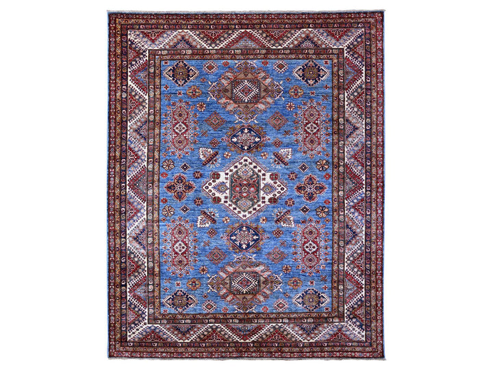 7'10" x 9'11" New Hand Knotted Blue Wool Rectangle Oriental Rug - MOA10289112