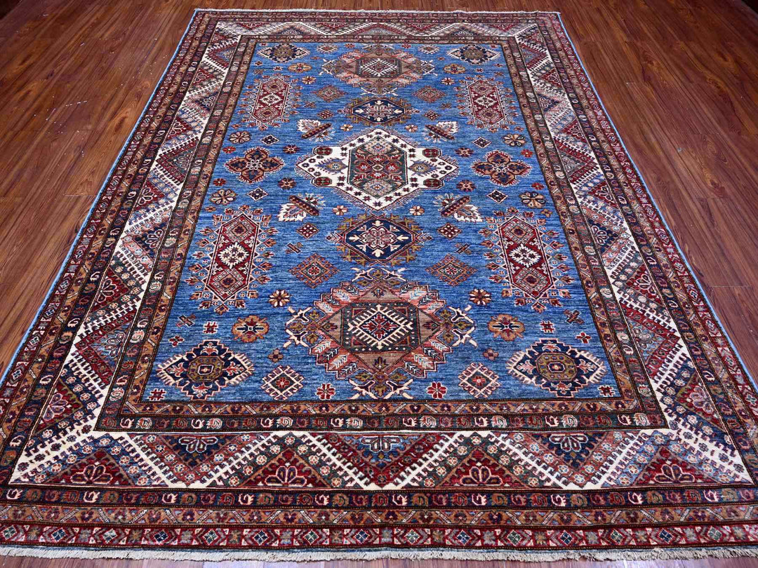 7'10" x 9'11" New Hand Knotted Blue Wool Rectangle Oriental Rug - MOA10289112