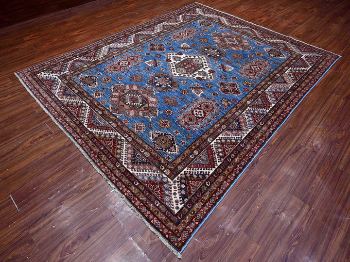 7'10" x 9'11" New Hand Knotted Blue Wool Rectangle Oriental Rug - MOA10289112