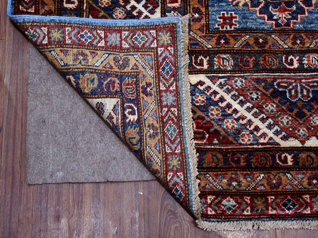 7'10" x 9'11" New Hand Knotted Blue Wool Rectangle Oriental Rug - MOA10289112