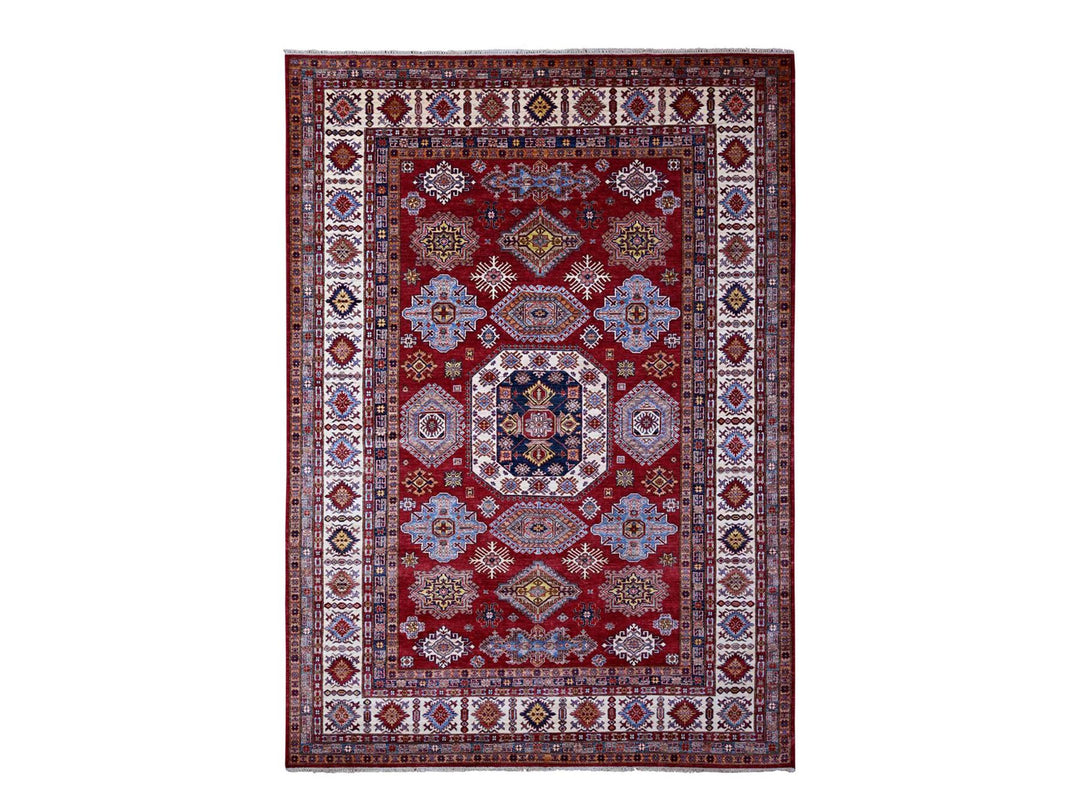 8'10" x 12'5" New Hand Knotted Red Wool Rectangle Oriental Rug - MOA10289132