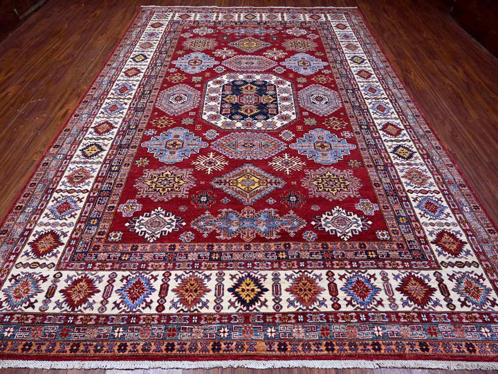 8'10" x 12'5" New Hand Knotted Red Wool Rectangle Oriental Rug - MOA10289132