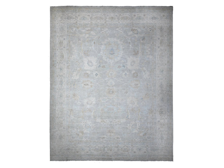 13'7" x 16'11" New Hand Knotted Grey Wool Rectangle Oriental Rug - MOA10289146