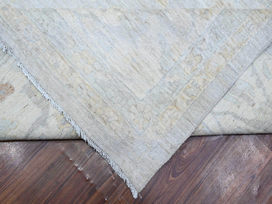 13'7" x 16'11" New Hand Knotted Grey Wool Rectangle Oriental Rug - MOA10289146