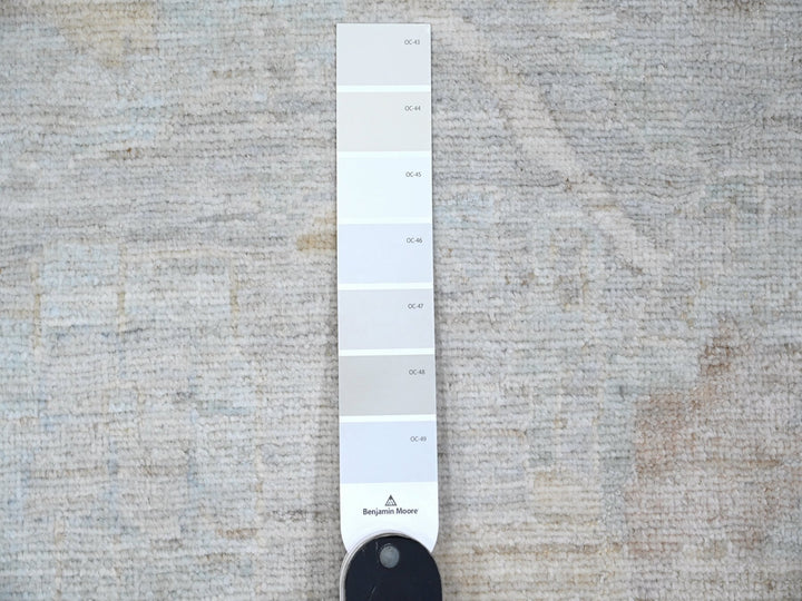 13'7" x 16'11" New Hand Knotted Grey Wool Rectangle Oriental Rug - MOA10289146