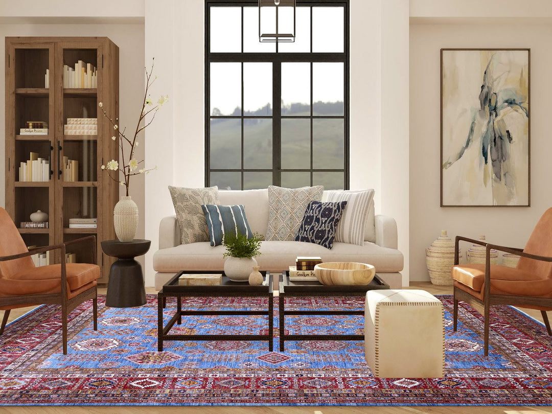 10'2" x 13'8" New Hand Knotted Blue Wool Rectangle Oriental Rug - MOA10289198