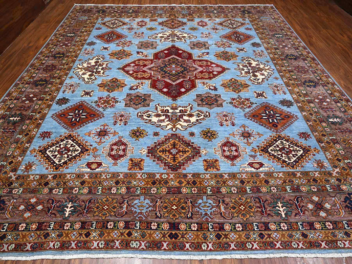 11'2" x 12'1" New Hand Knotted Grey Wool Rectangle Oriental Rug - MOA10289199