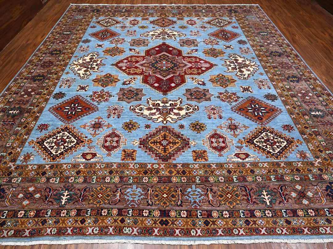 11'2" x 12'1" New Hand Knotted Grey Wool Rectangle Oriental Rug - MOA10289199