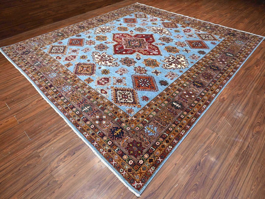 11'2" x 12'1" New Hand Knotted Grey Wool Rectangle Oriental Rug - MOA10289199