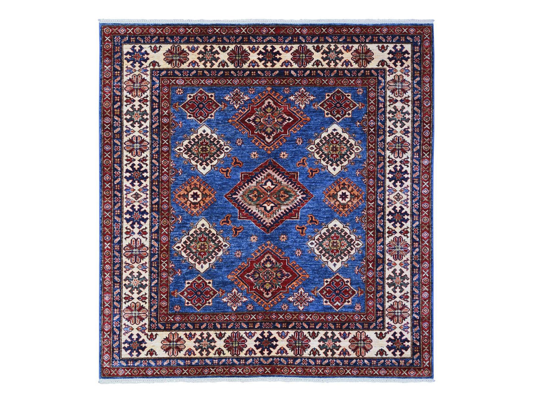 6'0" x 6'4" New Hand Knotted Blue Wool Square Oriental Rug - MOA10289211