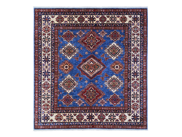 6'0" x 6'4" New Hand Knotted Blue Wool Square Oriental Rug - MOA10289211