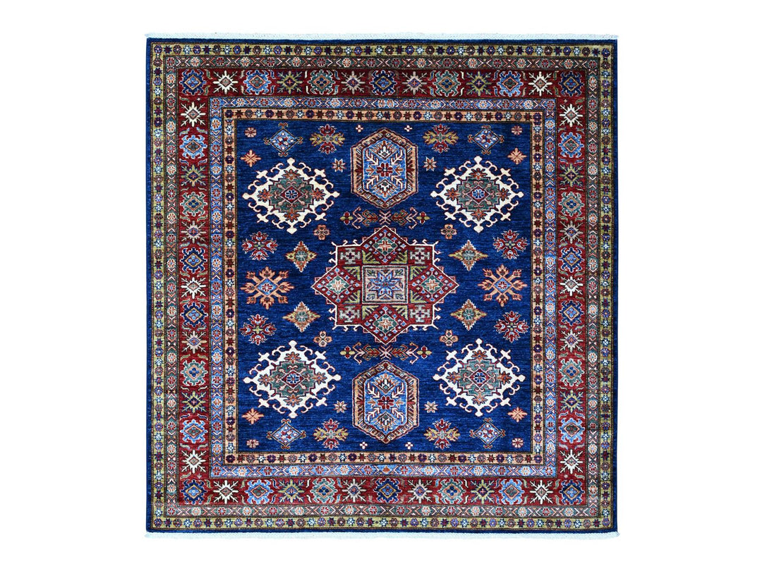 6'0" x 6'5" New Hand Knotted Blue Wool Square Oriental Rug - MOA10289212