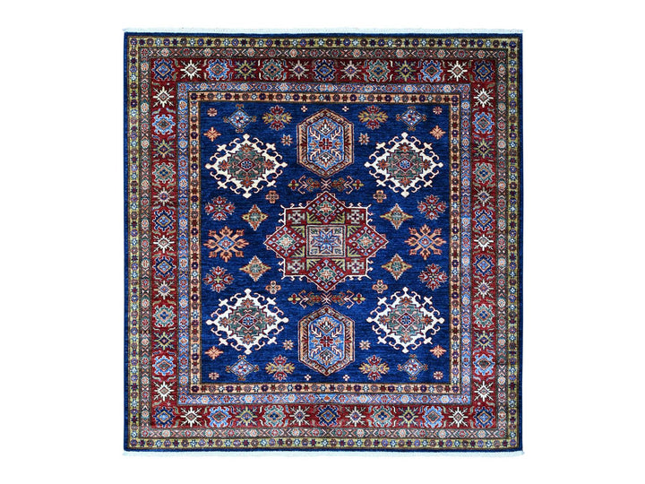6'0" x 6'5" New Hand Knotted Blue Wool Square Oriental Rug - MOA10289212