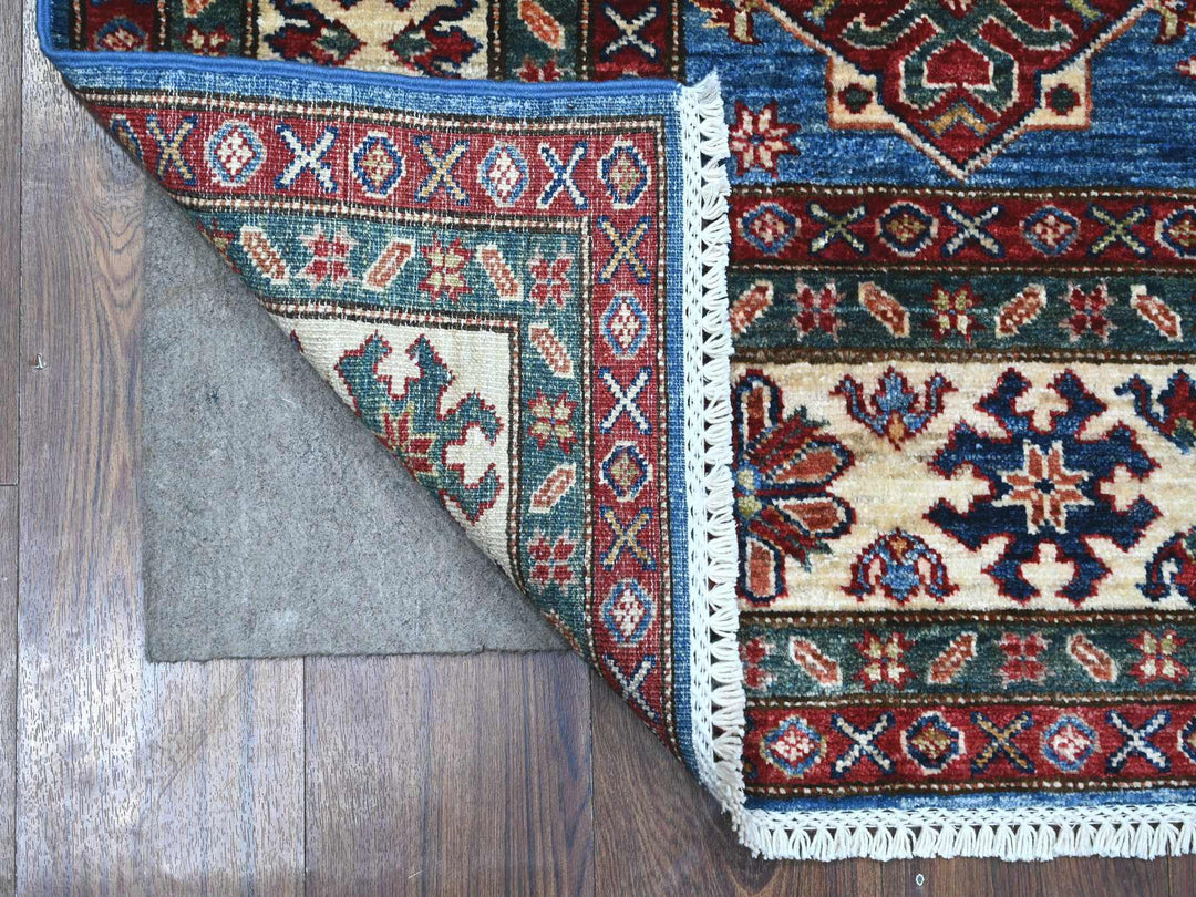 5'11" x 5'11" New Hand Knotted Blue Wool Square Oriental Rug - MOA10289213