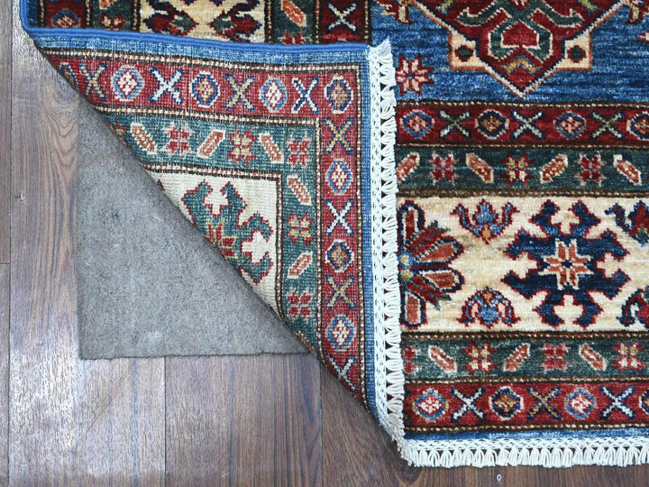 5'11" x 5'11" New Hand Knotted Blue Wool Square Oriental Rug - MOA10289213