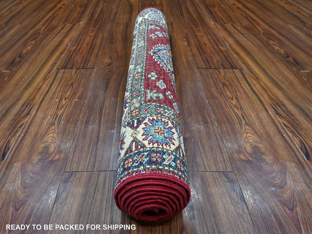 2'8" x 7'0" New Hand Knotted Red Wool Runner Oriental Rug - MOA10289216