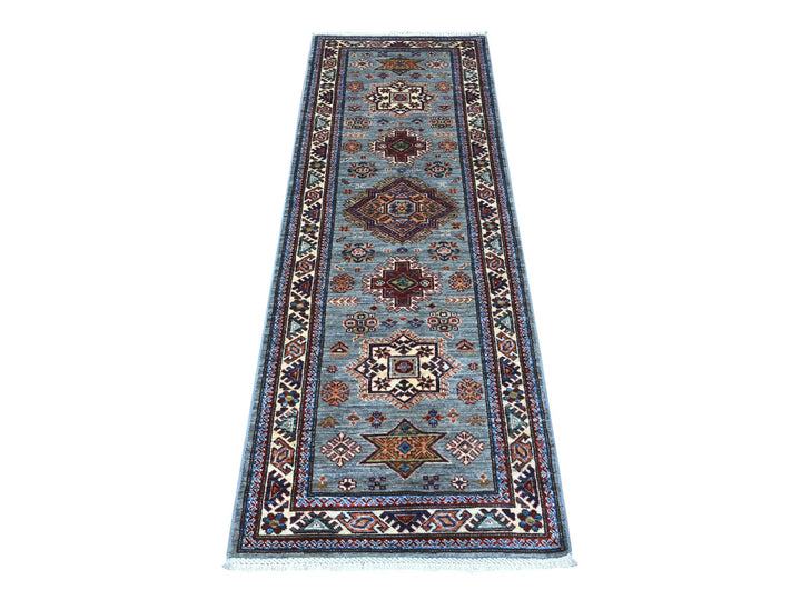 2'5" x 6'10" New Hand Knotted Grey Wool Runner Oriental Rug - MOA10289219