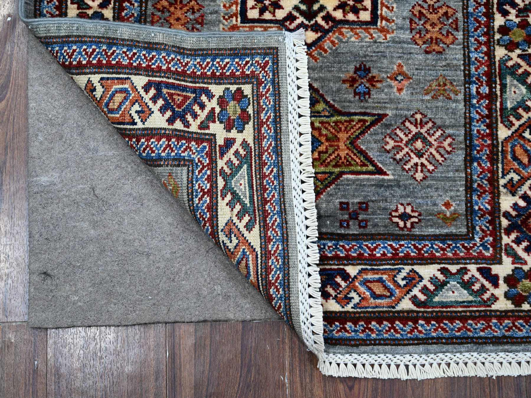 2'5" x 6'10" New Hand Knotted Grey Wool Runner Oriental Rug - MOA10289219