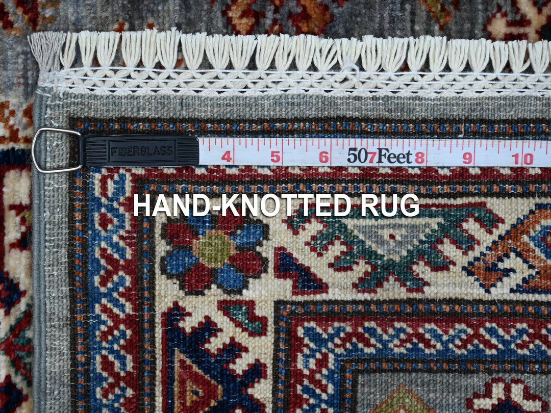 2'5" x 6'10" New Hand Knotted Grey Wool Runner Oriental Rug - MOA10289219