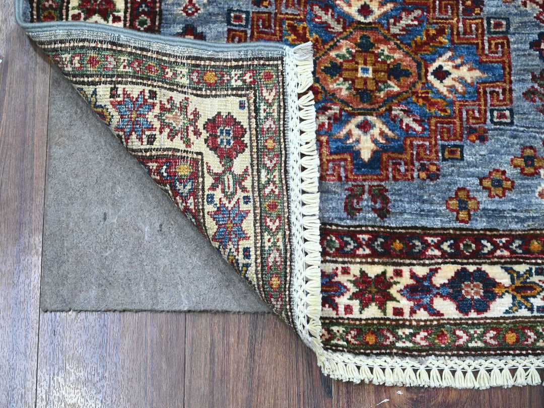 2'6" x 6'2" New Hand Knotted Grey Wool Runner Oriental Rug - MOA10289221