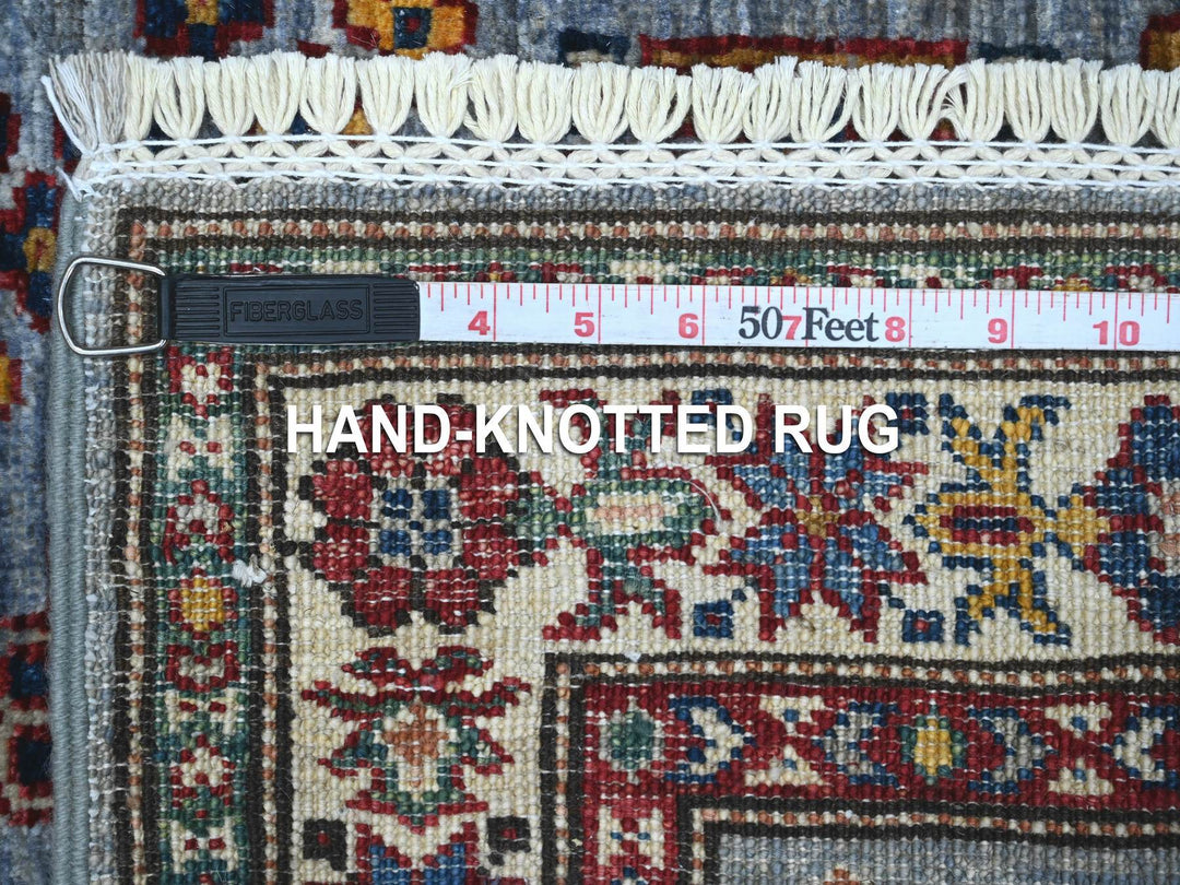 2'6" x 6'2" New Hand Knotted Grey Wool Runner Oriental Rug - MOA10289221