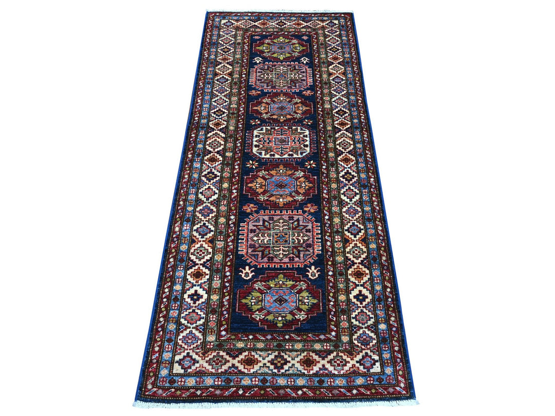 2'7" x 6'4" New Hand Knotted Blue Wool Runner Oriental Rug - MOA10289224