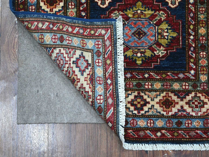 2'7" x 6'4" New Hand Knotted Blue Wool Runner Oriental Rug - MOA10289224